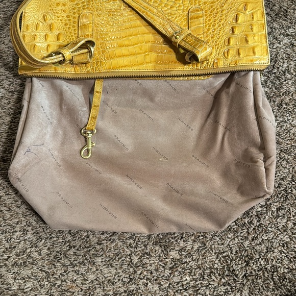 Brahmin Yellow Croc Embossed Leather Tote Purse - Picture 9 of 16